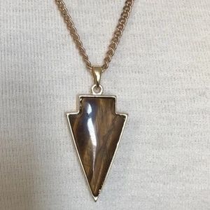 UNISEX - GENUINE 100% TIGER EYE, ARROW HEAD NECKLACE